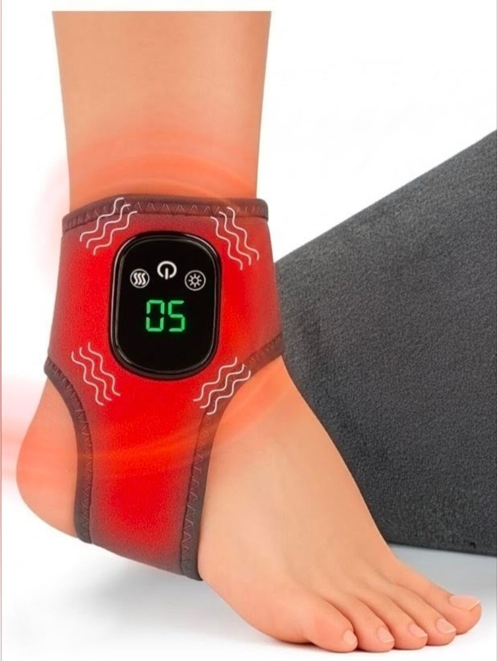 Grey Electronic Ankle Therapy Wraps with LED Display (2 Massagers)